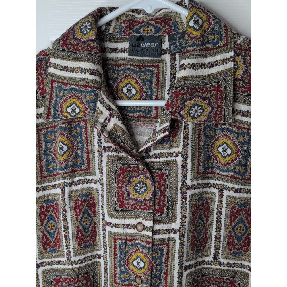 Liz Claiborne LizWear Vintage Women's Rayon Button-Down Shirt Size MP